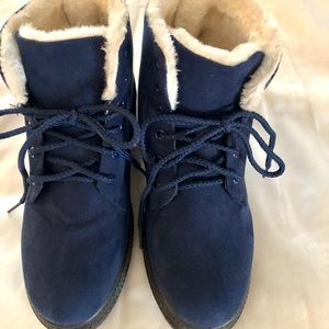 Cute Blue Suede Booties
